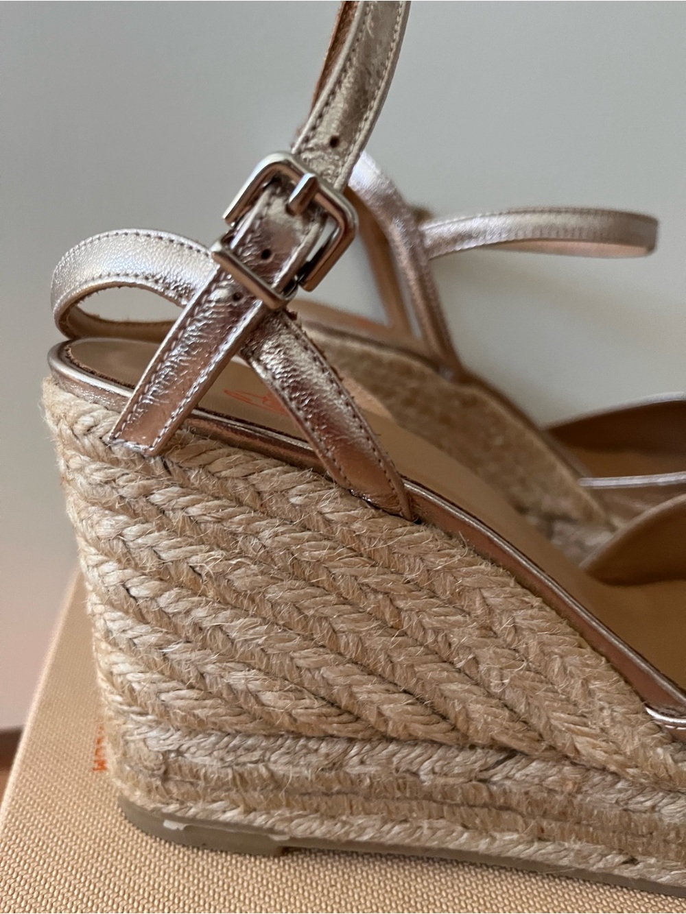 Castaner Metallic Silver Braided Jute Espadrille Wedges - NIB - Picture 7 of 14